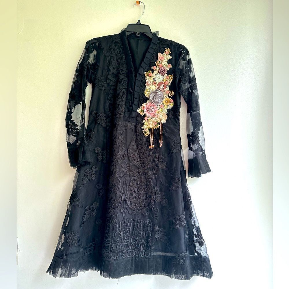 Beautiful custom made mesh embroidered dress